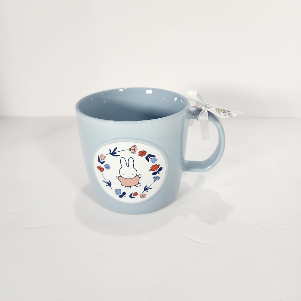 Miffy Bunny Floral Wreath Blue Ceramic Coffee Mug Cup Dick Bruna New with Tag